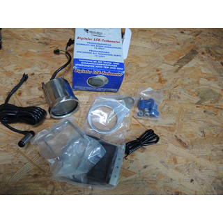 Digitaler LCD Tacho Edelstahl , rund , Herst. Shin Yo