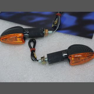 Blinker Arrow Miniblinker 12 V  21 Watt langer Arm Carbon Look 2 St&uuml;ck  e gepr&uuml;ft